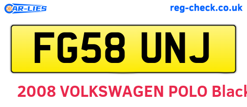 FG58UNJ are the vehicle registration plates.