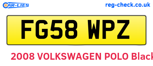 FG58WPZ are the vehicle registration plates.