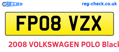 FP08VZX are the vehicle registration plates.