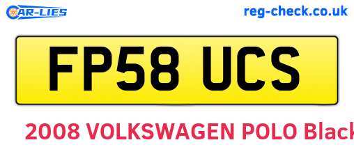 FP58UCS are the vehicle registration plates.