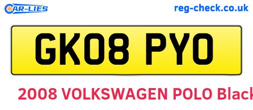 GK08PYO are the vehicle registration plates.