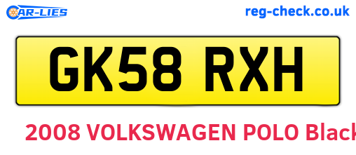 GK58RXH are the vehicle registration plates.