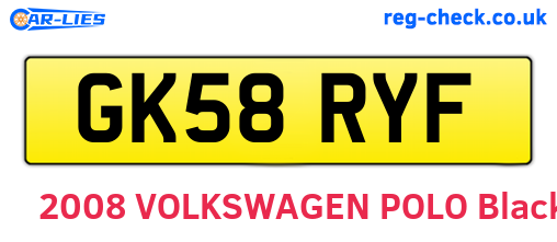 GK58RYF are the vehicle registration plates.