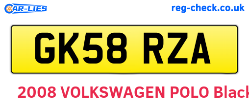 GK58RZA are the vehicle registration plates.