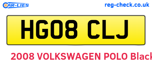 HG08CLJ are the vehicle registration plates.