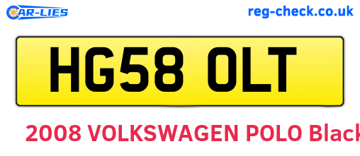 HG58OLT are the vehicle registration plates.