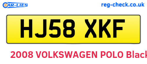 HJ58XKF are the vehicle registration plates.