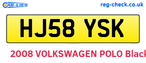 HJ58YSK are the vehicle registration plates.