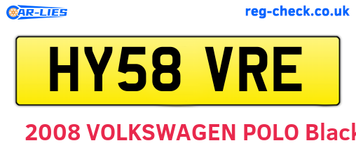 HY58VRE are the vehicle registration plates.