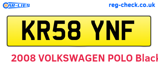 KR58YNF are the vehicle registration plates.