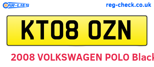 KT08OZN are the vehicle registration plates.