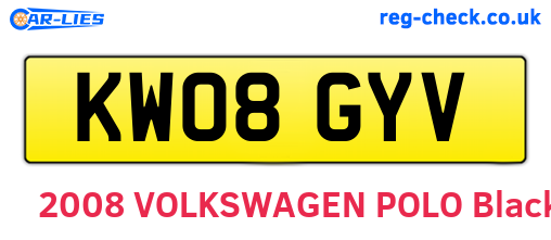 KW08GYV are the vehicle registration plates.