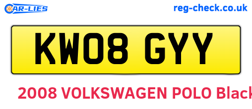 KW08GYY are the vehicle registration plates.