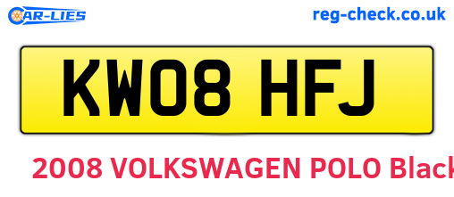 KW08HFJ are the vehicle registration plates.