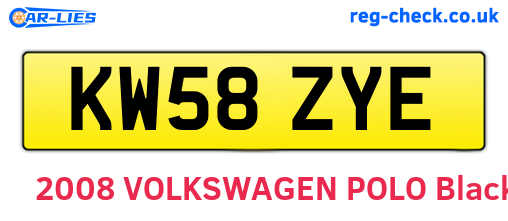 KW58ZYE are the vehicle registration plates.