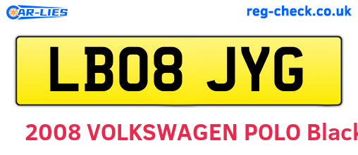 LB08JYG are the vehicle registration plates.