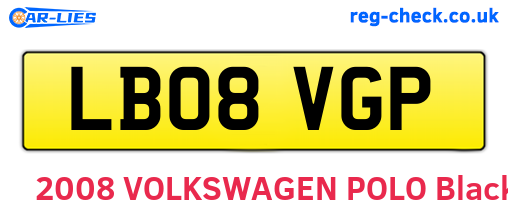 LB08VGP are the vehicle registration plates.