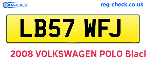 LB57WFJ are the vehicle registration plates.