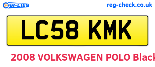 LC58KMK are the vehicle registration plates.