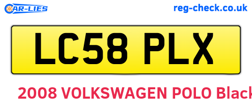 LC58PLX are the vehicle registration plates.