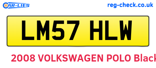 LM57HLW are the vehicle registration plates.