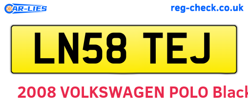 LN58TEJ are the vehicle registration plates.