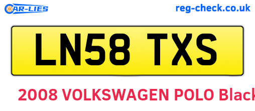 LN58TXS are the vehicle registration plates.