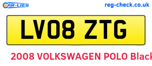 LV08ZTG are the vehicle registration plates.