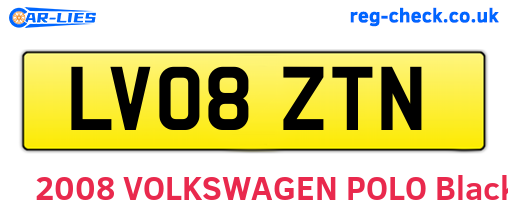 LV08ZTN are the vehicle registration plates.