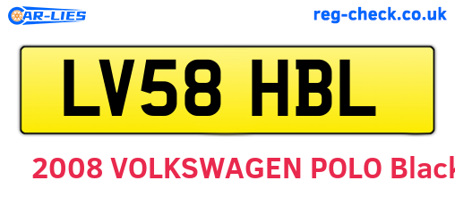 LV58HBL are the vehicle registration plates.