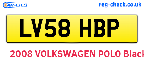 LV58HBP are the vehicle registration plates.