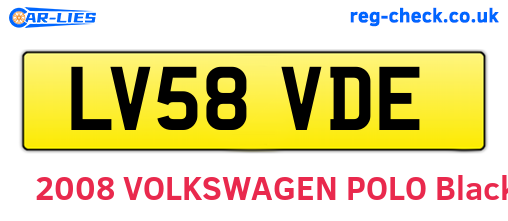 LV58VDE are the vehicle registration plates.