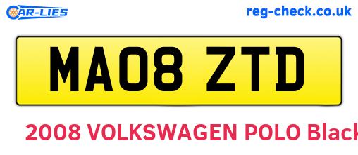 MA08ZTD are the vehicle registration plates.