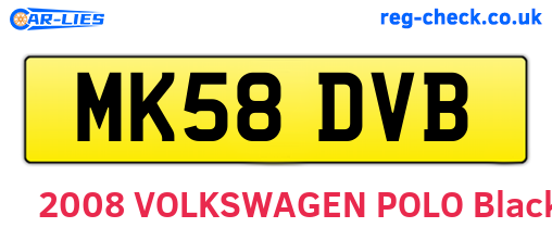 MK58DVB are the vehicle registration plates.