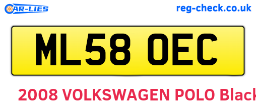 ML58OEC are the vehicle registration plates.