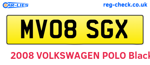 MV08SGX are the vehicle registration plates.