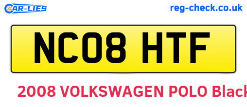 NC08HTF are the vehicle registration plates.