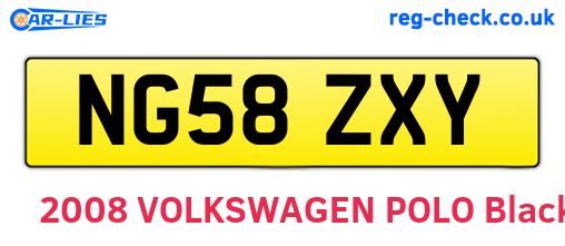 NG58ZXY are the vehicle registration plates.