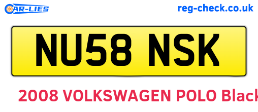 NU58NSK are the vehicle registration plates.