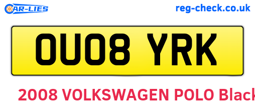 OU08YRK are the vehicle registration plates.