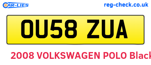 OU58ZUA are the vehicle registration plates.