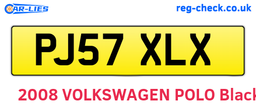 PJ57XLX are the vehicle registration plates.