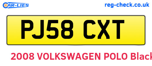 PJ58CXT are the vehicle registration plates.