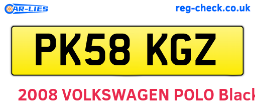 PK58KGZ are the vehicle registration plates.