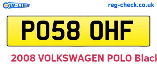 PO58OHF are the vehicle registration plates.
