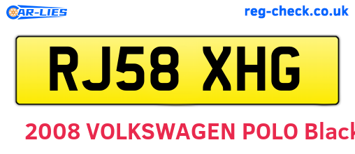 RJ58XHG are the vehicle registration plates.