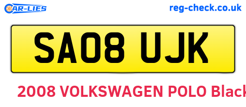 SA08UJK are the vehicle registration plates.