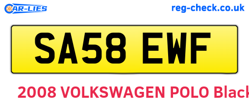 SA58EWF are the vehicle registration plates.