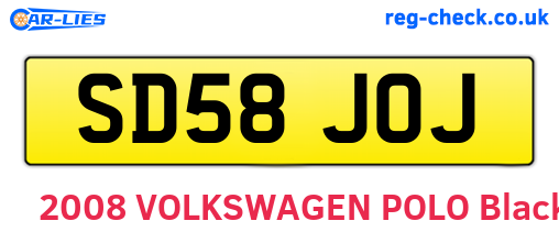 SD58JOJ are the vehicle registration plates.