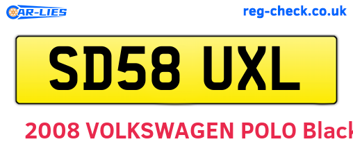 SD58UXL are the vehicle registration plates.